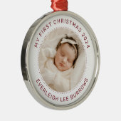 マイ初めてのクリスマス白パーソナライズされたベビー写真 メタルオーナメント (右)
