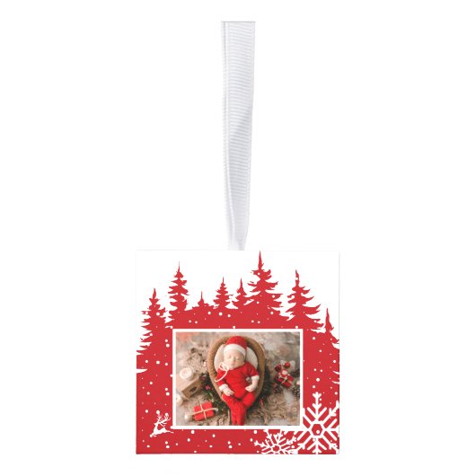 マイ初めてのクリスマス誕生の統計の写真 キューブオーナメント (右)