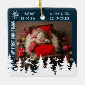 マイ初めてのクリスマス誕生統計フォトセラミックオルナム セラミックオーナメント (正面)