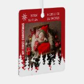 マイ初めてのクリスマス誕生統計フォトセラミックオルナム メタルオーナメント (正面右)