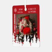 マイ初めてのクリスマス誕生統計フォトセラミックオルナム メタルオーナメント (正面左)