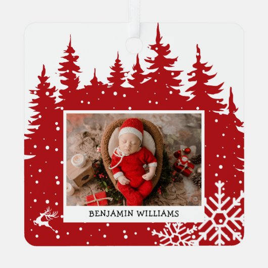 マイ初めてのクリスマス誕生統計フォトセラミックオルナム メタルオーナメント (裏面)