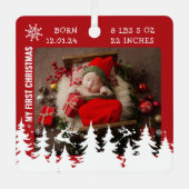 マイ初めてのクリスマス誕生統計フォトセラミックオルナム メタルオーナメント (正面)