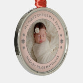 マイ初めてのクリスマス赤面パーソナライズされたベビー写真 メタルオーナメント (右)