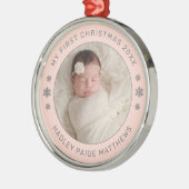 マイ初めてのクリスマス赤面パーソナライズされたベビー写真 メタルオーナメント (左)