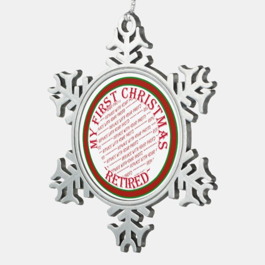 マイ初めてのクリスマス退職したフォトフレーム スノーフレークピューターオーナメント (右)