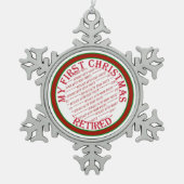 マイ初めてのクリスマス退職したフォトフレーム スノーフレークピューターオーナメント (正面)