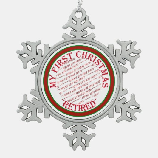 マイ初めてのクリスマス退職したフォトフレーム スノーフレークピューターオーナメント (正面)