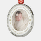 マイ初めてのクリスマス金ゴールドパーソナライズされたベビー写真 メタルオーナメント (左)