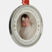 マイ初めてのクリスマス金ゴールドパーソナライズされたベビー写真 メタルオーナメント (右)