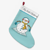 マイ初めてのクリスマス雪だるま ラージクリスマスストッキング (正面 (吊り時))
