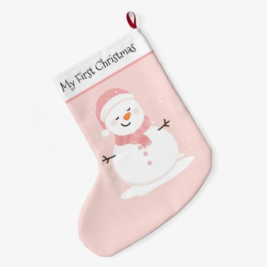 マイ初めてのクリスマス雪だるま ラージクリスマスストッキング (裏面 (吊り時))