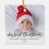 マイ初めてのクリスマス2写真スクリプトベビー セラミックオーナメント (正面)