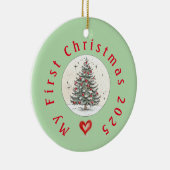 マイ初めてのクリスマス2024、ユニセックスベビーギフト、カスタム セラミックオーナメント (右)