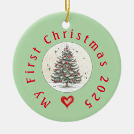 マイ初めてのクリスマス2024、ユニセックスベビーギフト、カスタム セラミックオーナメント