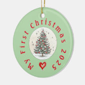 マイ初めてのクリスマス2024、ユニセックスベビーギフト、カスタム セラミックオーナメント (左)