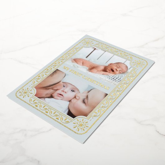 マイ初めてのクリスマス2 Photo Keepsake金ゴールド 箔シーズンカード (回転した状態)