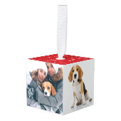 マイ初めてのクリスマス4ペットフォトホリデー キューブオーナメント (正面アングル)