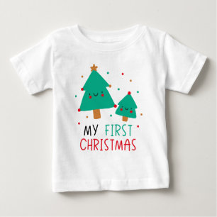 マイ初めてのクリスマス – かわいいクリスマスツリー ベビーTシャツ