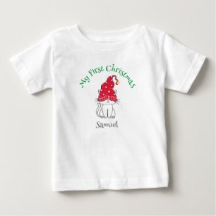マイ初めてのクリスマス-カスタマイズ文字とイメージ ベビーTシャツ