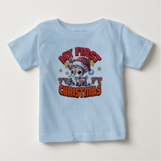マイ初めてのクリスマス-ベビーFawn Delight ベビーTシャツ