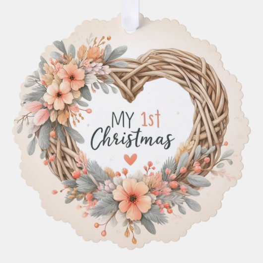 マイ初めてのクリスマス – 水彩フローラリース- オーナメントカード (正面)