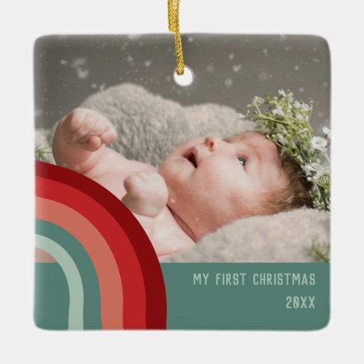 マイ初めてのクリスマスGroovyレトロ セラミックオーナメント (正面)