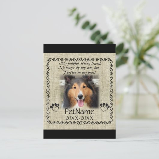 マイ忠実な友人ペット悔やみや弔慰カスタムバーラップ ポストカード (スタンド正面)
