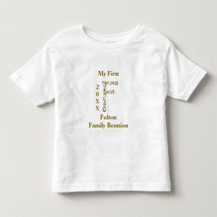 マイ最初の家族懇親会金ゴールドレターFモノグラム トドラーTシャツ