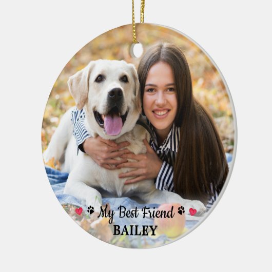 マイ最高のフレンド犬の恋人Keepsakeカスタムペットフォト セラミックオーナメント (左)