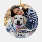 マイ最高のフレンド犬の恋人Keepsakeカスタムペットフォト セラミックオーナメント (裏面)