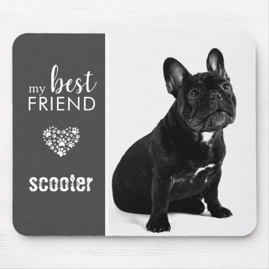 マイ最高のフレンドB&Wペットフォトパーソナライズされた マウスパッド (正面)