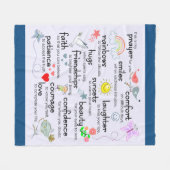 マイ祈りの言葉|クラシック青 フリースブランケット (正面(横))