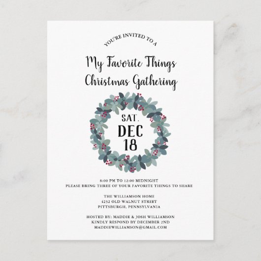 マイ素朴ツお気に入りのクリスマスパーティー招待状 ポストカード (正面)