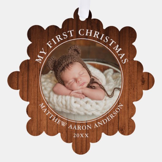 マイ素朴初めてのクリスマスフォトオーナメントカード オーナメントカード (正面)