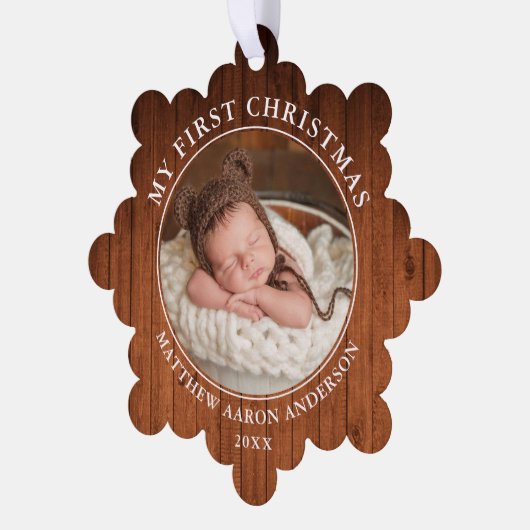 マイ素朴初めてのクリスマスフォトオーナメントカード オーナメントカード (左)