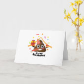 マイ誕生日ウンチ絵文字キッズボーイパーティー カード (黄色い花)