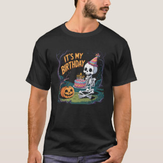 マイ誕生日スケルトンハロウィーン誕生日パーティースウェア Tシャツ