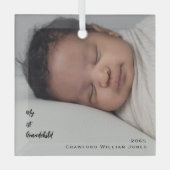 マイ1世孫ベビーフォトニュートラルカスタム ガラスオーナメント (正面)