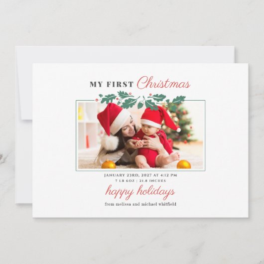 マイ1stクリスマスベビー誕生フォトホリデー シーズンカード (正面)