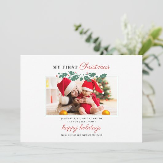 マイ1stクリスマスベビー誕生フォトホリデー シーズンカード (スタンド正面)