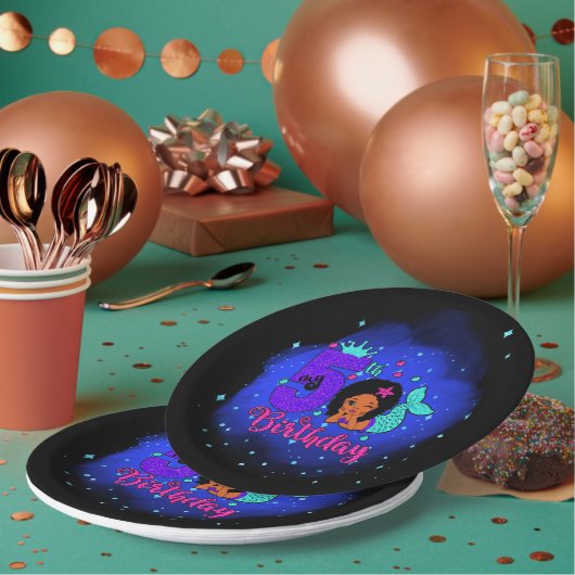 マイ5誕生日マーメイド ペーパープレート (複数)