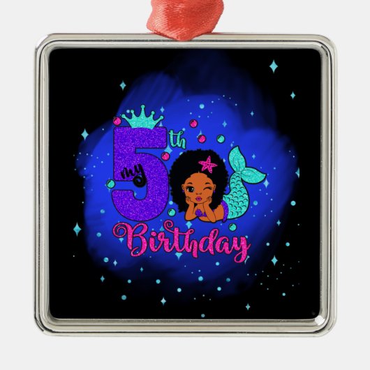 マイ5誕生日マーメイド メタルオーナメント (正面)