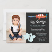 マイ・オ・マイ |飛行機フォトバースデーパーティー招待状 招待状 (正面)