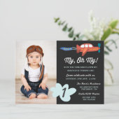 マイ・オ・マイ |飛行機フォトバースデーパーティー招待状 招待状 (スタンド正面)