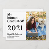 マイ·ヒューマン·グラデーション·おもしろい犬2021写真卒業 招待状 (正面/裏面)
