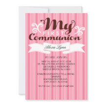 マイ·ファースト·コミュニオン·ガールズ·ストライプの招待状