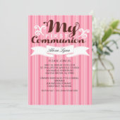 マイ·ファースト·コミュニオン·ガールズ·ストライプの招待状 招待状 (スタンド正面)