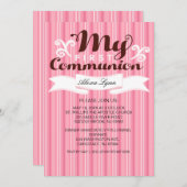 マイ·ファースト·コミュニオン·ガールズ·ストライプの招待状 招待状 (正面/裏面)