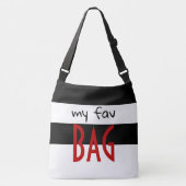 マイFavバッグまたはテキストパターストライプのンの黒い赤 クロスボディバッグ (正面)